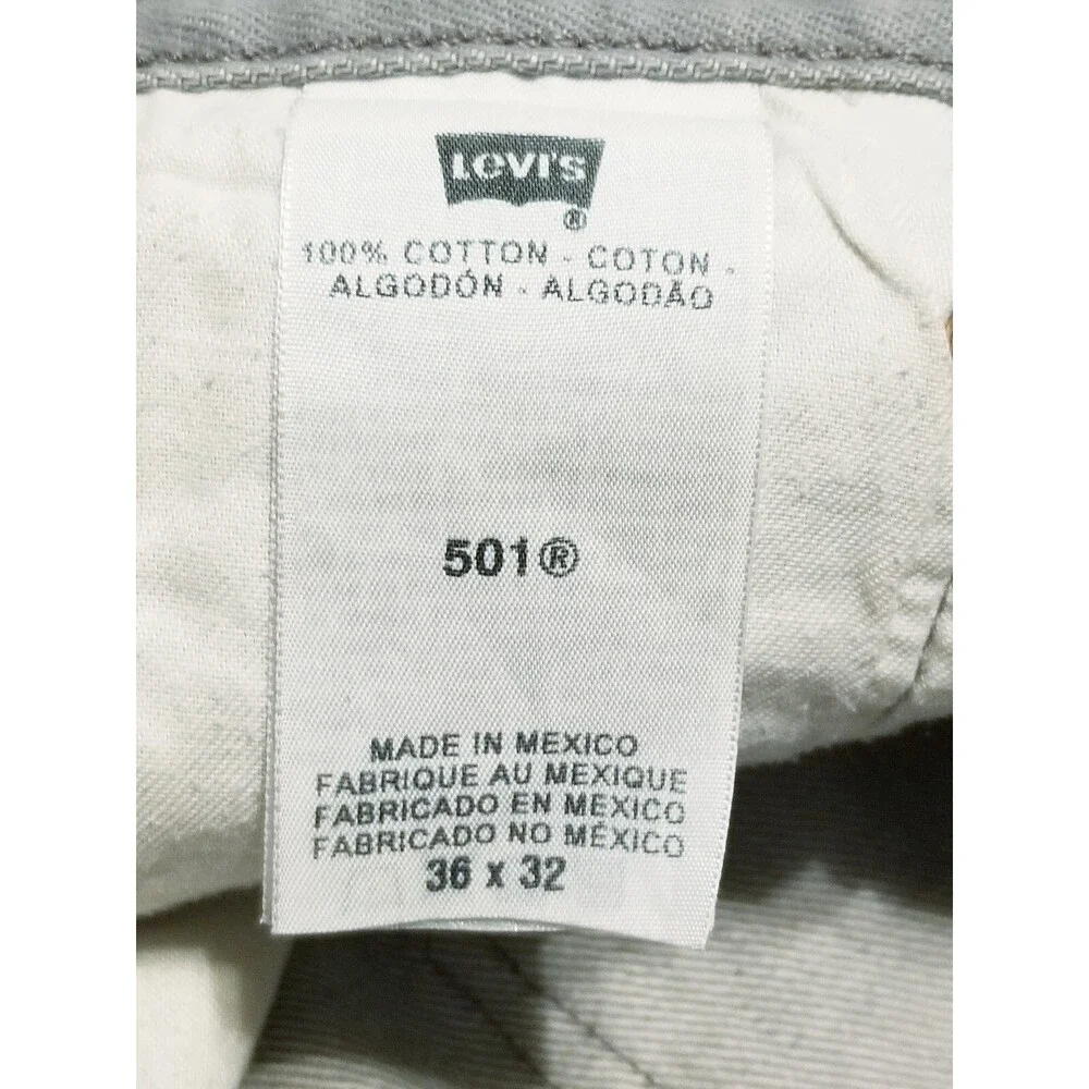 Levi's 501 XX Jeans Men Size 36x32 Gray Silver Button Fly 100% Cotton (34×30.5)